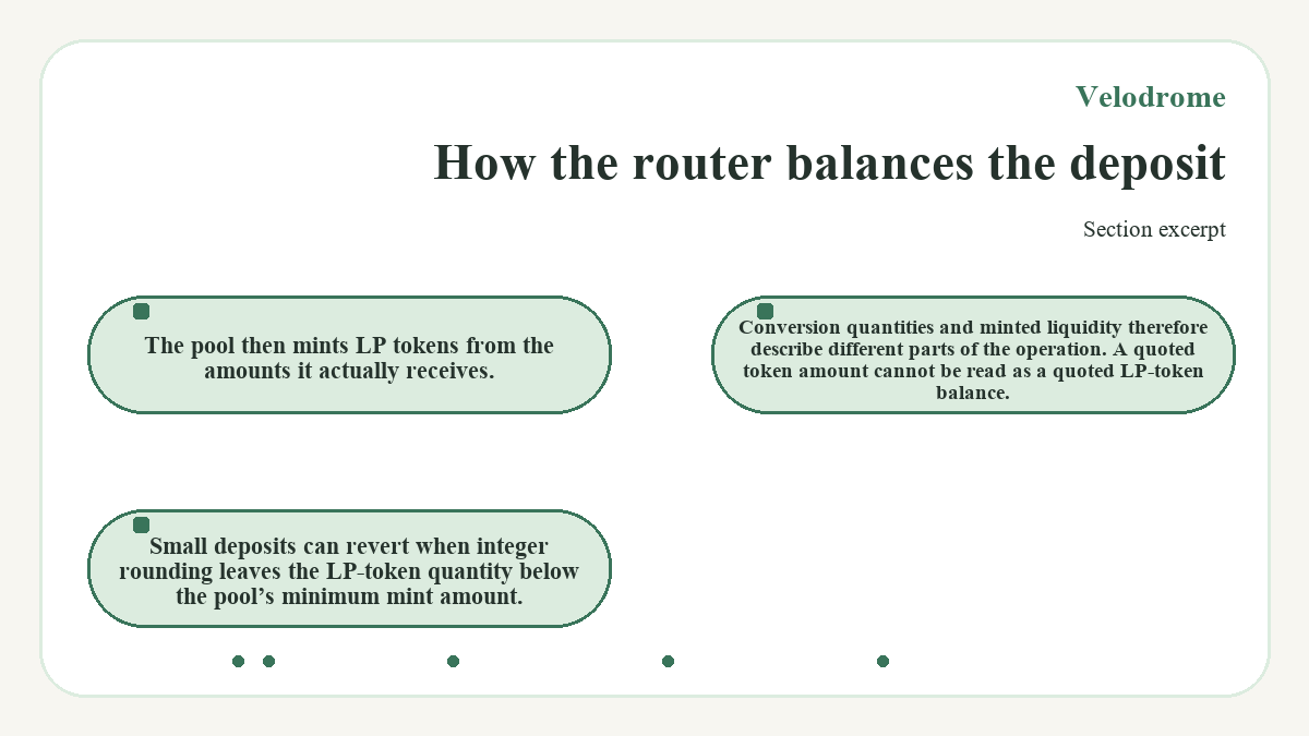 Velodrome - How the router balances the deposit
